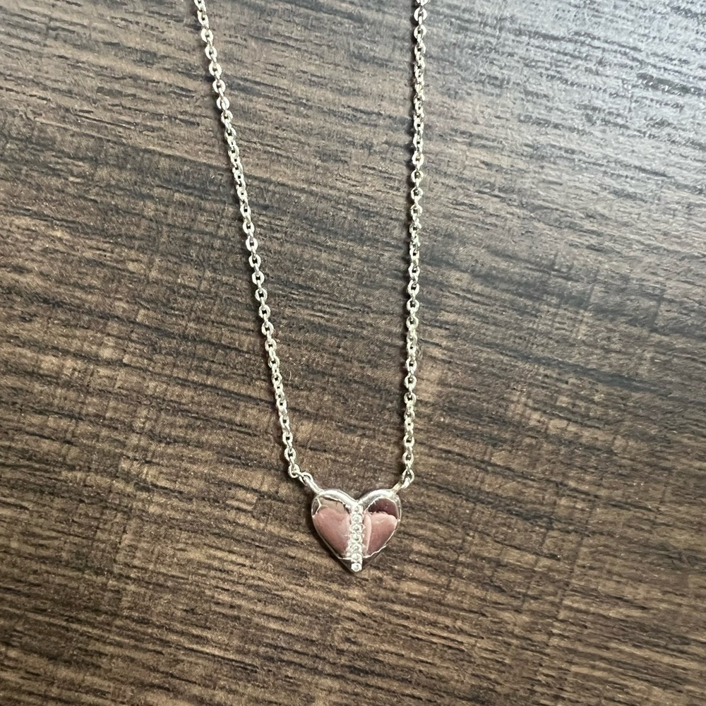 Electric Picks  Silver Heart Necklace